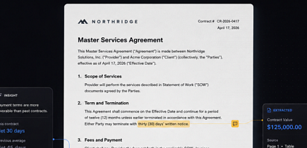 Contract review in DIMA with precedent language and source documents cited