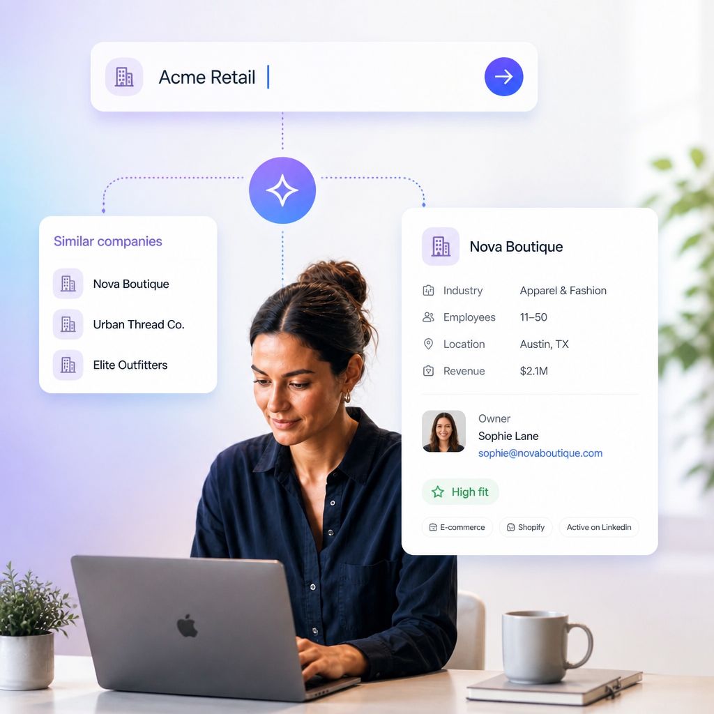 DIMA automated lead enrichment: new prospects, filled records, and ICP scoring