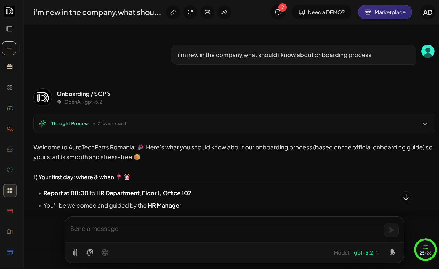DIMA Chat — private business AI grounded in your company knowledge