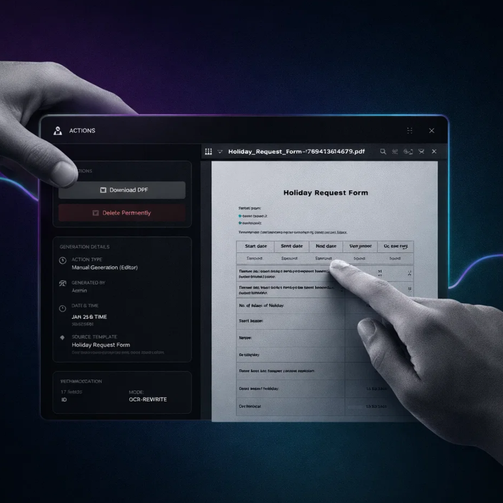 DIMA AI auto-fills every field of a business document from connected data sources